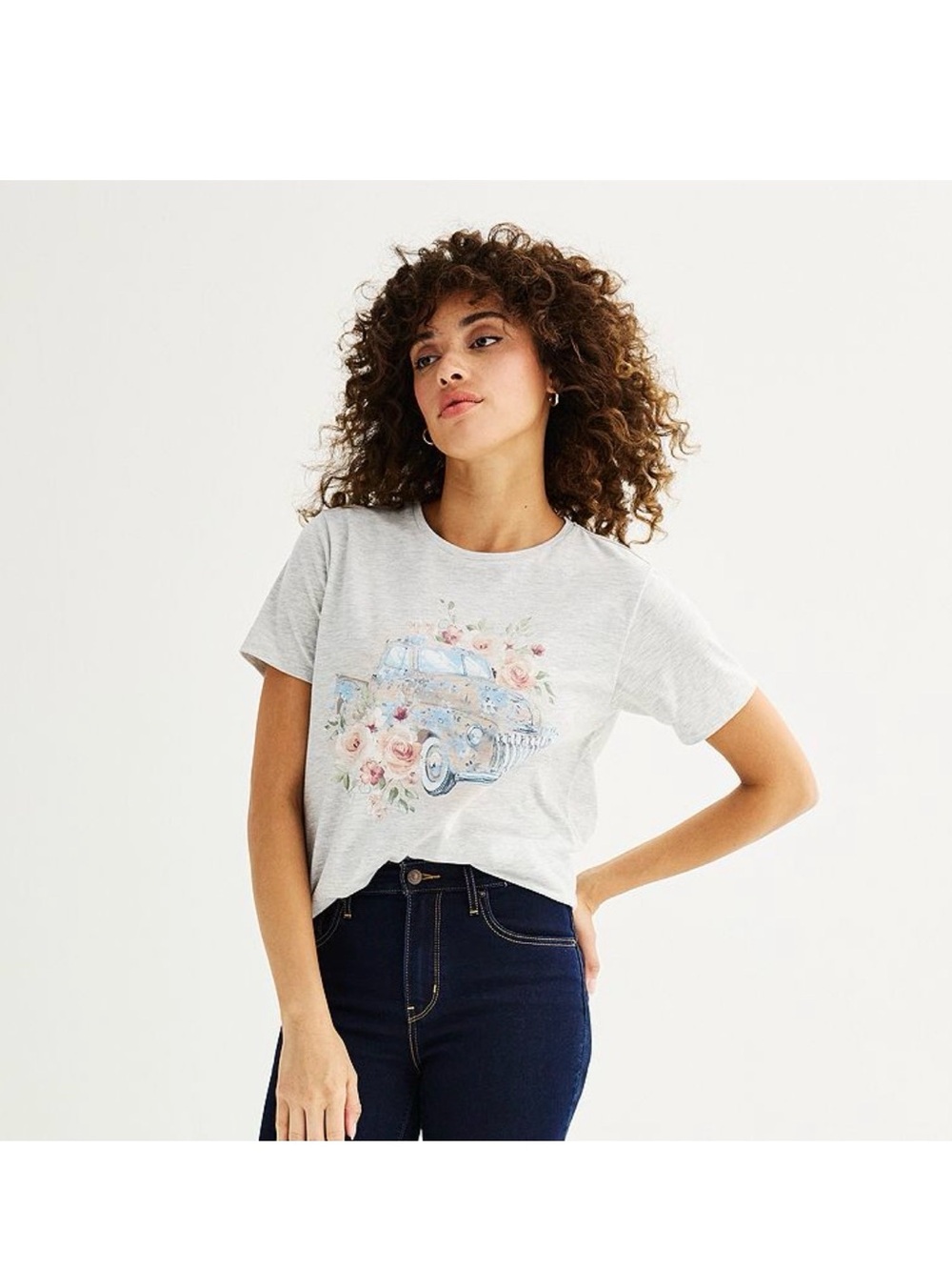 FLORAL DITSY TRUCK SHORT SLEEVE GRAPHIC TEE